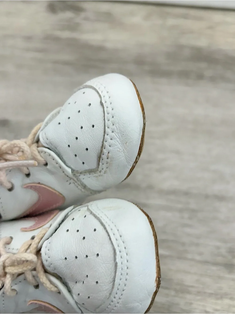Vintage Nike Baby Crib Shoes White Pink Leather Infant